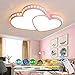 LED Plafoniera Moderna Telecomando Dimmerabile Ragazzi Ragazze Lampadari Cuore Paralume Luce Cameretta Bambini Ragazzi Ragazze Soggiorno Camera Da Letto Illuminazione Lampada Soffitto (Pink,62CM/36W)