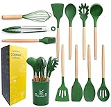 ✅100% NO PEGAJOSO Y FÁCIL DE LIMPIAR: cada utensilio de cocina está hecho de silicona y madera. Este diseño brinda una buena experiencia a la mayoría de los usuarios. La superficie antiadherente es fácil de limpiar, mejor que los utensilios de acero inoxidable y los utensilios de madera.