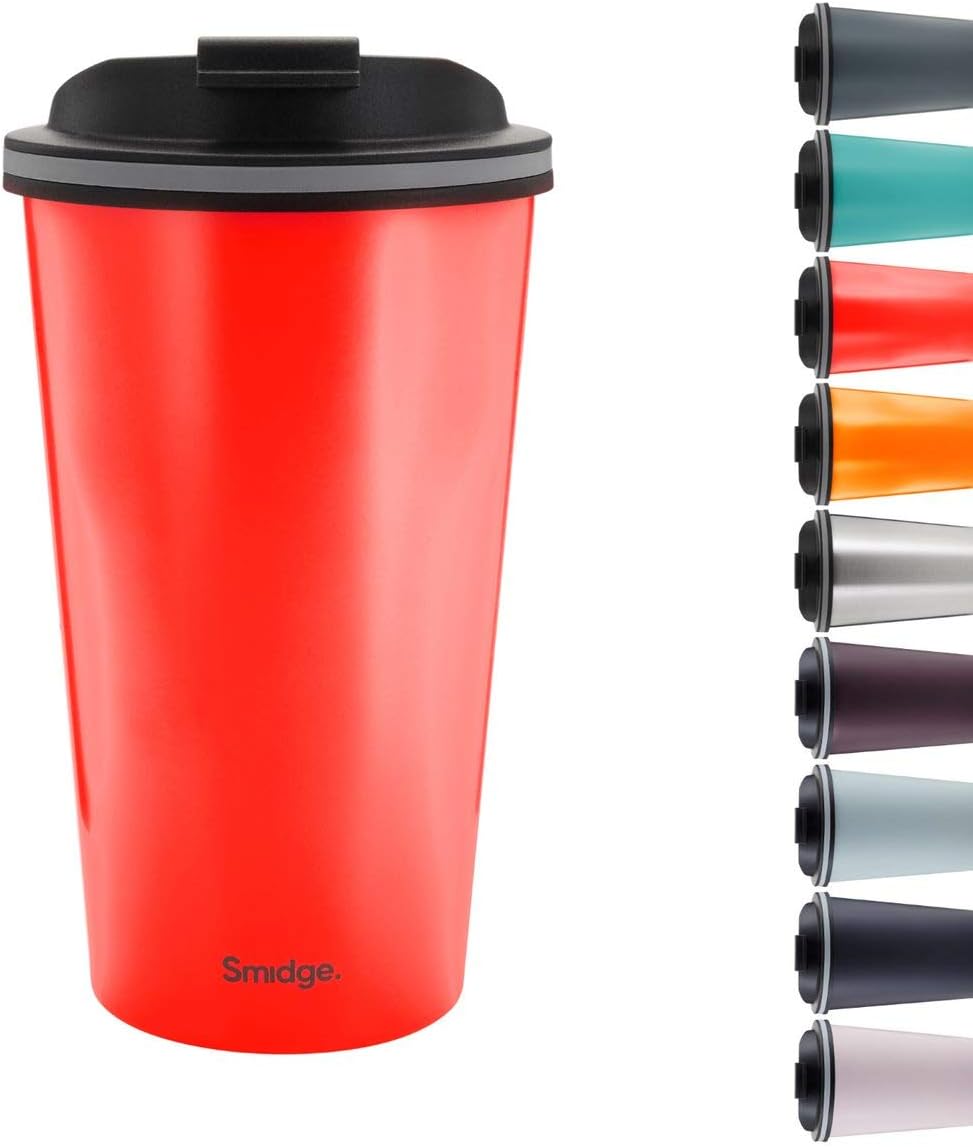 Smidge Reusable Travel Coffee Cup, Leakproof 18/10 Stainless Steel