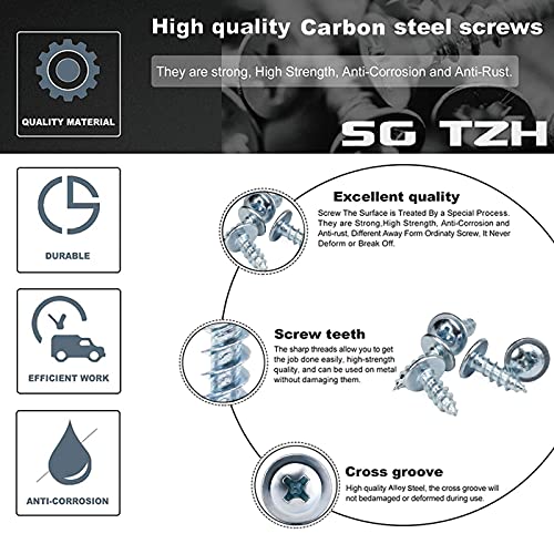 #8 X 1/2" Wood Screw 100Pcs Alloy Steel Standard Thread Truss Head Fast Self Tapping By Sg Tzh #TOP3