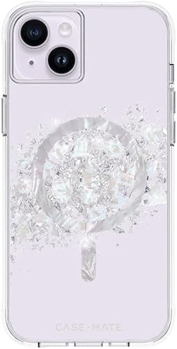 Case-Mate Funda para iPhone 1413 Touch of Pearl protección contra caídas de 10 pies compatible con MagSafe Funda de lujo con bonito brillo para