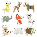 Moldes de Galletas de Animales, 9 Piezas Cortadores de Galletas Lindos Animales del Bosque, Cookie Cutters Moldes Galletas Acero Inoxidable, Forma de Elefante Jirafa, Juego de Cortadores de Sándwich