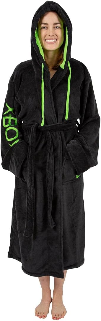 Ukonic Xbox Gamer Unisex Hooded Fleece Robe for Adults | One Size Fits Most