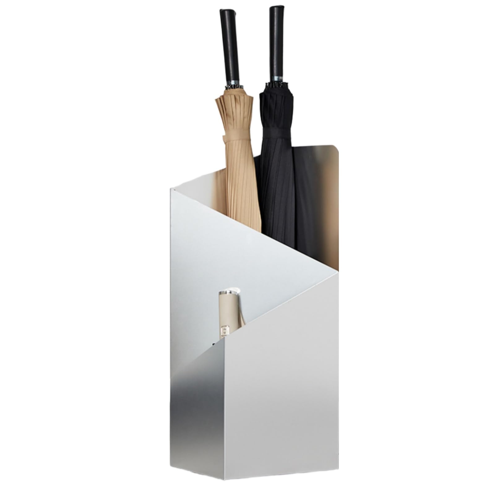 FCXWEVR Aluminum Umbrella Stand with Drip Tray - 2-Tier Freestanding Holder for Walking Sticks & Canes - Stylish Indoor/Outdoor Storage Rack for Hallway & Office