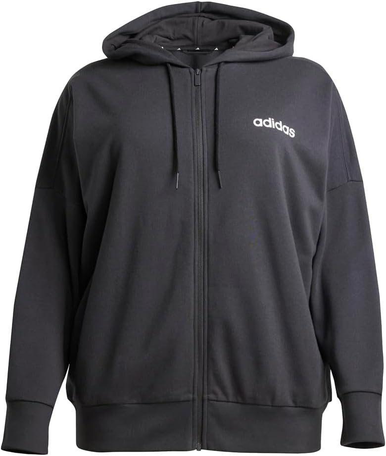 adidas Womens Essentials Linear Hoodie Athletic Outerwear Casual - Black