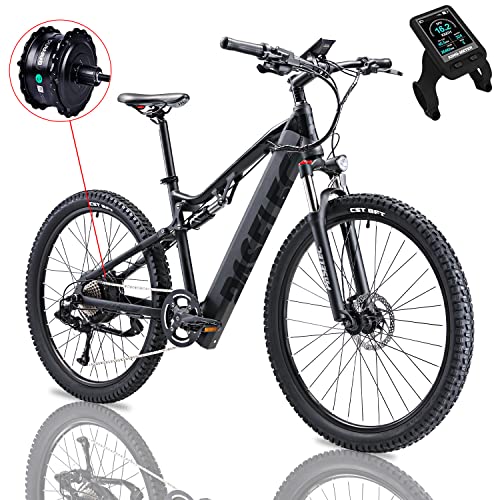 Electric Mountain Bikes For Adults，Peak 750W Bafang Motor, 27.5'' Electric Bicycle, Hydraulic Brakes, 13Ah Ebike Moped Cycle, Full Suspension E-Mtb, 9-Speed Gears (Black Bf Motor) #TOP18