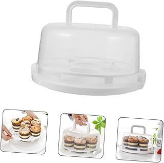 PRETYZOOM 1pc Box Cake Container Disposable Paper Cups Locking Cake Carrier Portable Cheesecake Carrier Cake Holder with Lid Round Cake Carrier Paper Cups with Lids Dome Food White