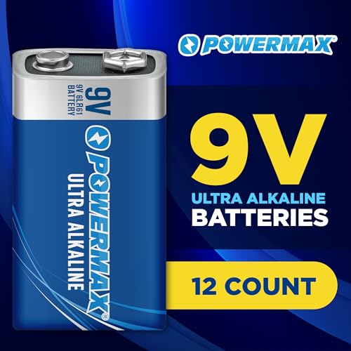 image for Powermax 12-Count 9V Batteries, Ultra Long Lasting Alkaline Battery, 7