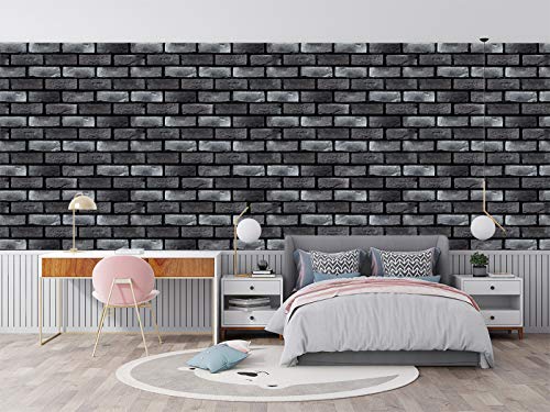 Image of DWELLSINDIA Charcoal Bricks Self Adhesive Wallpaper, Waterproof, Scratch Resistant, Laminated (41cm x 244cm, Multicolour)