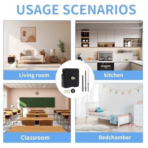 Miniatura 6 de Euacesry Movimiento Del Reloj Silencioso, Reloj Silencioso Del Movimiento Largo Árbol, Movimiento Reloj De Pared De Cuarzo, Para Artesanía Y Autocreación, Negro