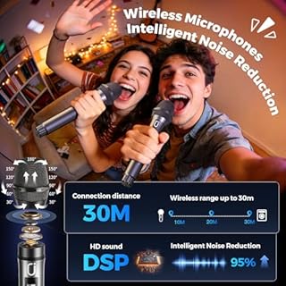 HWWR Karaoke Machine, Portable Bluetooth 5.3 Speaker with 3 Wireless Microphones for Adults, PA System with Echo Adjustment, Support TWS/TF Card/USB/AUX/TVs Connected for Home Party/Outdoor/Events etc