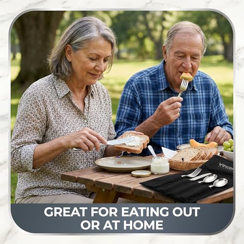 Weighted Utensils for Tremors and Parkinsons Patients - Heavy Weight Stainless Steel Silverware Set, Adaptive Eating Flatware Helps Hand Tremors, Parkinson, Arthritis - Knife, Fork, 2 Spoons & Bag by Vincere Silverware - Image 5