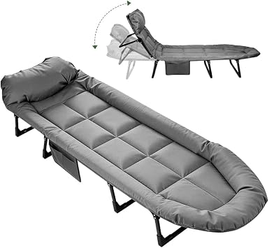 Camping Cot with Mattress for Adults, 78"*23.5" Folding Portable Bed, Grey