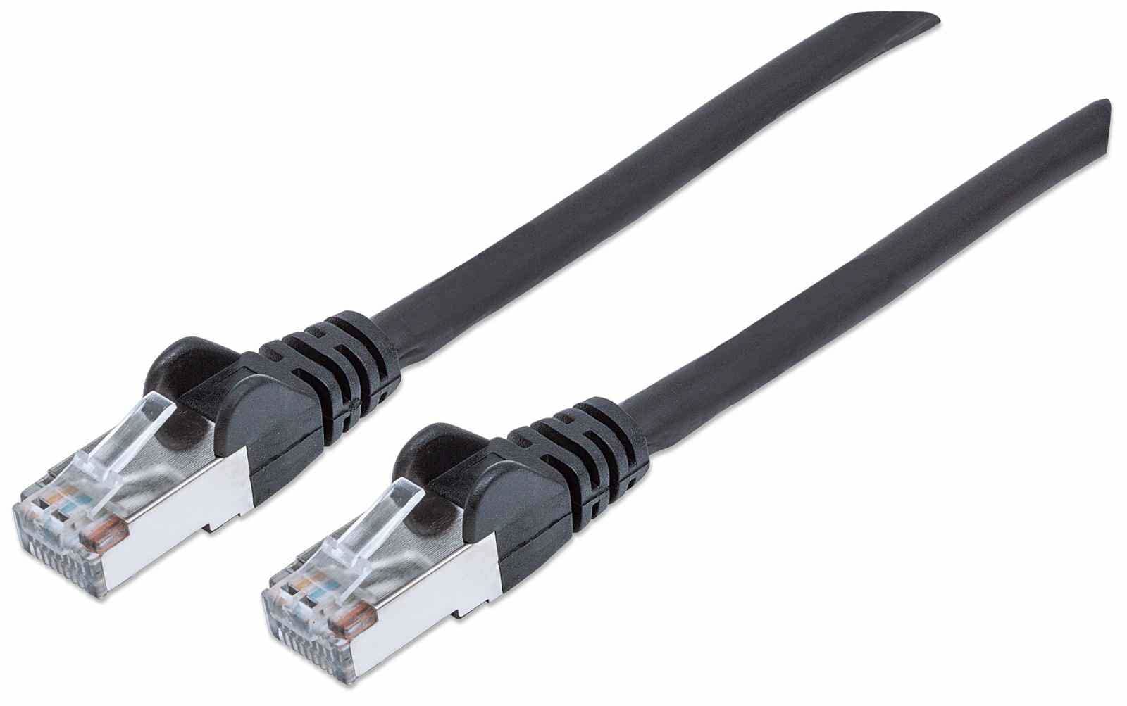 Intellinet Network Patch Cable, Cat7 Cable/Cat6A Plugs, 1m, Black, Copper, S/FTP, LSOH/LSZH, PVC, RJ45, Gold Plated Contacts, Snagless, Booted, Polybag