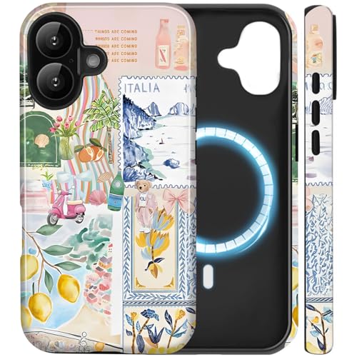Coque antichoc iPhone 16 MagSafe évite rayures motif estival femme