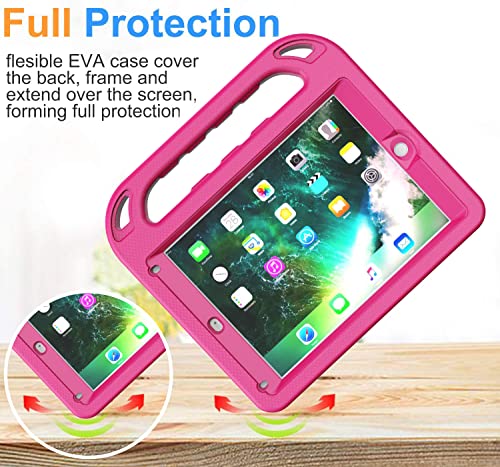 Bmouo Kids Case For Ipad 9.7 2018/2017/Ipad Air 2/1/Pro 9.7, Ipad 6Th/5Th Generation Case For Kids, Built-In Screen Protector, Shockproof Handle Convertible Stand Case For Ipad 6Th/5Th Gen 9.7”, Rose #TOP5