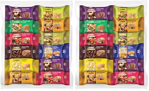 Image of Unibic Cookies,Assorted Cookies,75 G (Pack Of 24)|Biscuits Combo Pack|Choco Chip Cookies|Butter Cookies|Fruit & Nut Cookies||Honey Oatmeal I Cashew Cookies I Jeera Cookies I 900 Gram