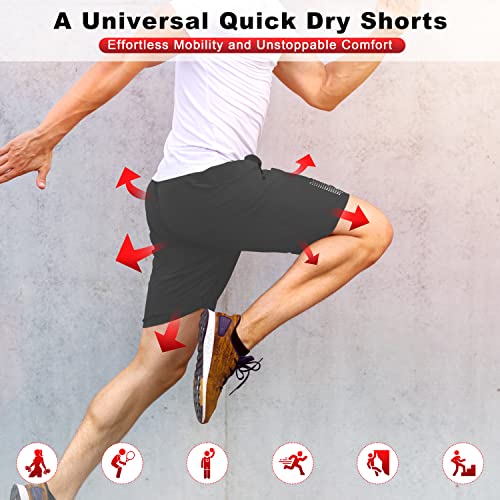 Ihuan Mens Shorts Althletic Workout Gym Running - Lightweight Quick Dry Shorts With Zipper Pocket For Hiking, Training Dark Grey #TOP1