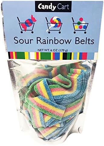 Candy Cart Sour Gummy Belts Candy Pouch 6oz (Sour Rainbow)