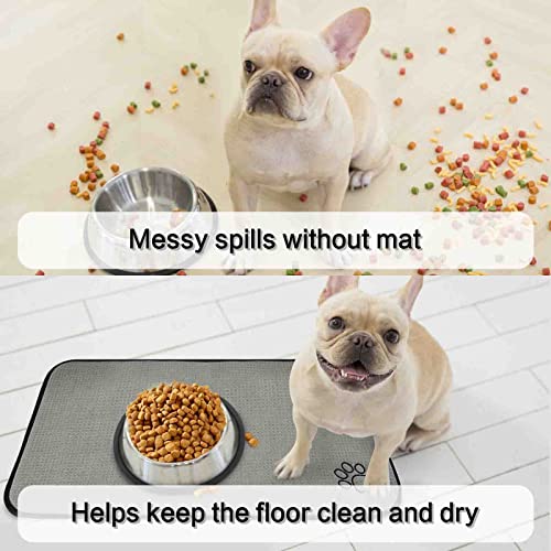 Sinland Microfiber Pet Bowl Mat Dish Drying Mat with Anti-Skid Backing 14.2Inch x 24Inch Grey - Thumbnail 5