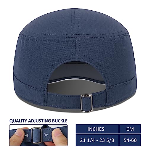 Image of GADIEMKENSD Stretch Army Cap Cadet Military Hats Flat Top Baseball Cap Short Bill Breathable