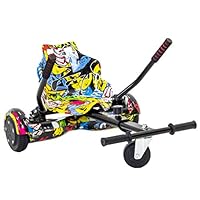 iRollers Black Graffiti HoverKart Kart Attachment Fits All Hoverboards Swegways .6.5\u201D, 8\", 10\" Adjustable Hoverboard seat go Kart for Hoverboard Compatible Sleek Cool UK Seller Limited Edition