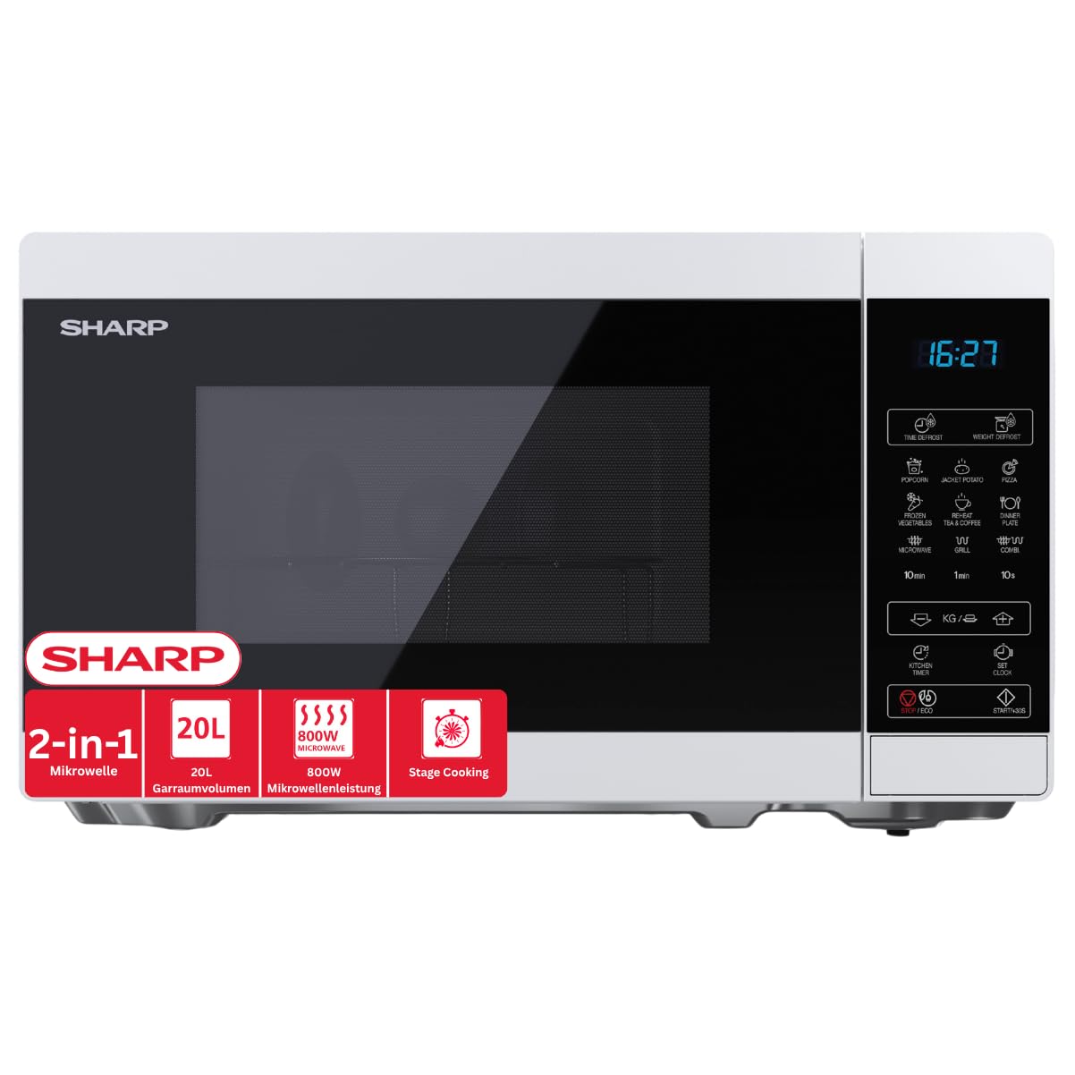 Sharp YC-MG02E-W micro-onde Comptoir 20 L 800 W Bleu, Blanc