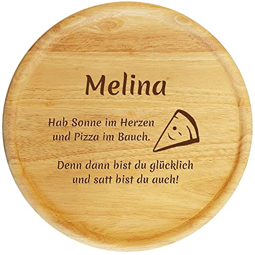 Sterngraf Pizzateller mit Gravur (Namen) personalisiertes Holz Pizzabrett 32cm - Geschenkidee zum Geburtstag, Jahrestag Geschenk Dankeschön, Spruch Motiv P25 Sonne
