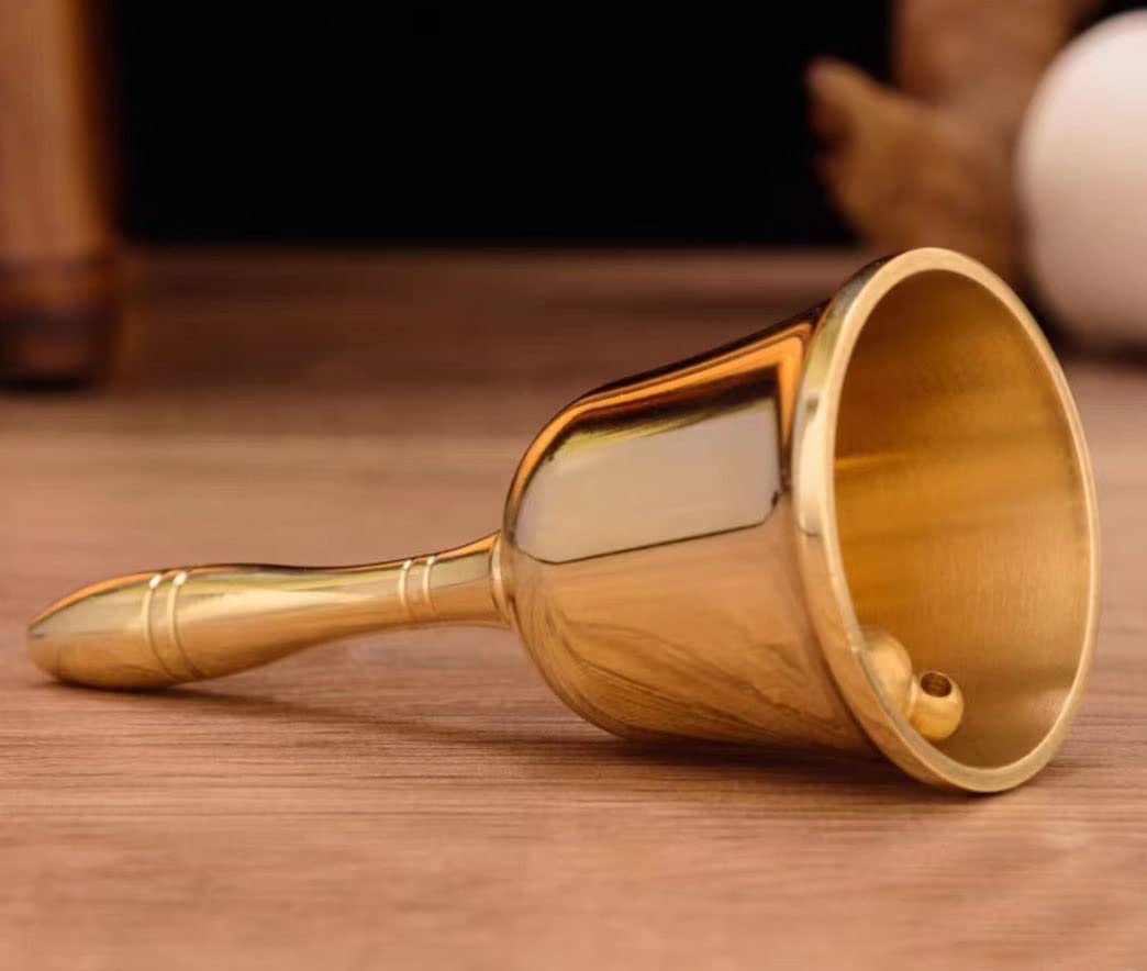 Hand-Service anrufen Glocken Tee Speise Glocken Messing Gold Weihnachten Retro Bar Restaurant Passing Gerichte Glocke Pet Training Glocke Home Furnishing(Gold,3 inches(7.3*17cm))