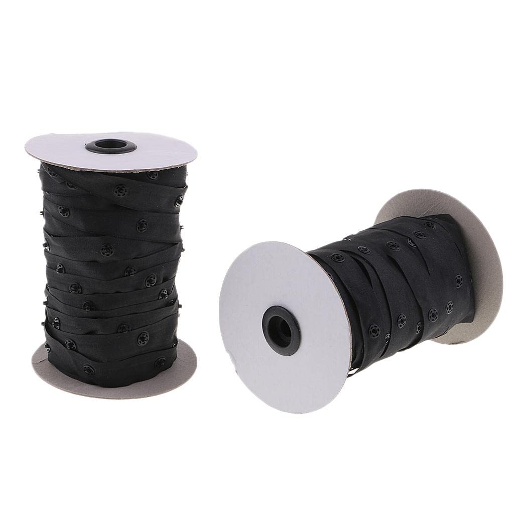 Juego de 3 rollos de cinta de plástico para fundas de edredón, cojines, tela, color negro