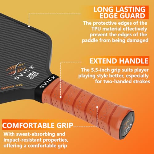 Pickleball Paddle,3K Carbon Fiber Pickleball Paddles with High Control & Spin,High Performance Paddle,16MM T700 Carbon Fiber Pickleball Racket,2025 Pro Carbon Paddle Set,USAPA Approved(Black Edge)