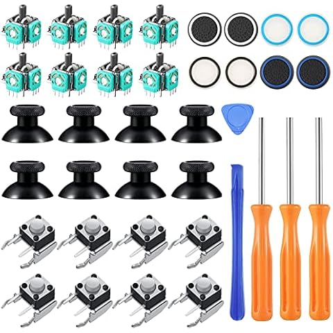 37 Pcs Analog Joysticks Repair Kit Compatible with Xbox One Controllers, Include LB RB Bumper Buttons Analog Joysticks Replacement Thumbstick Hat Silicone Hat Covers with Screwdriver Repair Parts Cover