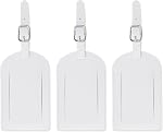 PATIKIL Luggage Tags for Suitcases, 3 Pack Premium PU Leather Baggage Tags Privacy Protection Luggage Identifier Travel Bag Labels, Black