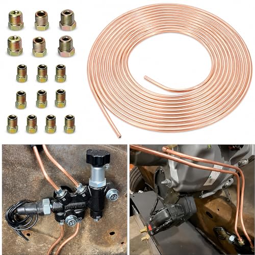 2 sets 25Ft 3/16 OD Copper-Nickel Coated Alloy Brake Line Tubing Coil Kit Tube Roll with 16 Fittings (Copper, 25Ft 3/16) by Poweka - Used condition - Image 6
