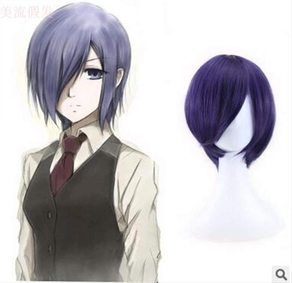 LCNINGAnime Tokyo Ghoul Touka Kirishima Wig Cosplay Costume Kirishima Toka Short Heat Resistant Synthetic Hair Wig + Wig Cap