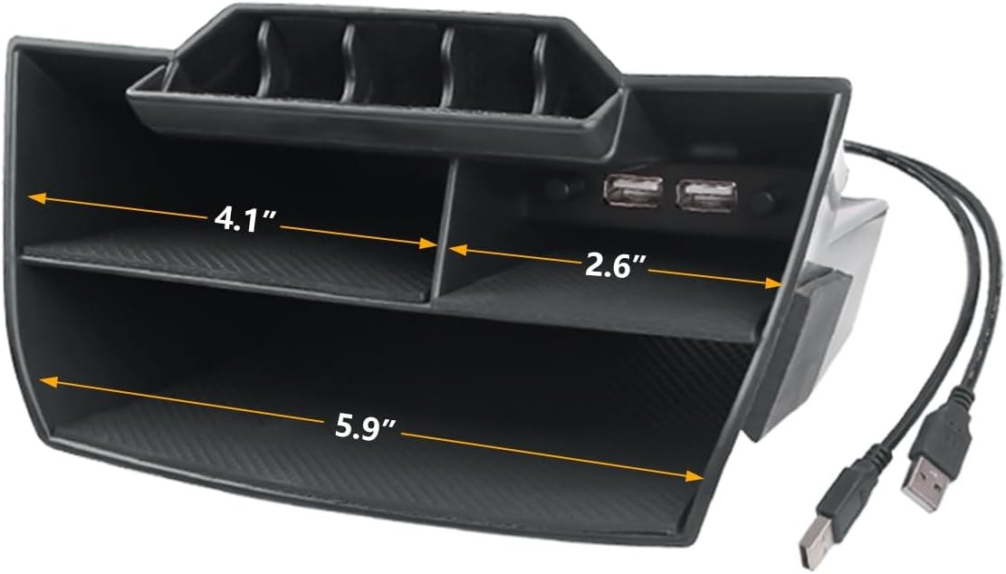Thenice for 10th Gen Civic Central Console Storage Box Coins Trays Cards Organizer with USB Extension Cable Compatible with Honda Civic 2016 2017 2018 2019 2020 2021