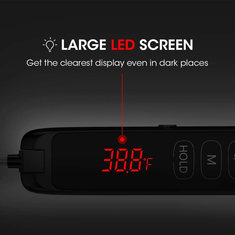 review POVO IPX6 Waterproof Digital Instant Read Meat Thermometer for Kitchen Cooking Food Candy Thermometer with Backlight and Magnet for Oil Deep Fry BBQ Grill Smoker (Red) (Black)