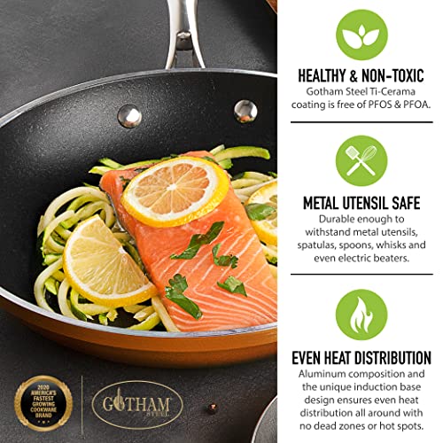 Gotham Steel Nonstick Frying Pan, Copper Cast 11” Ceramic Frying Pan With Ultra Durable Mineral & Diamond Coating, Egg Pan & Omelette Pan Nonstick, Stay Cool Handle, Toxin Free, Dishwasher Safe #TOP3