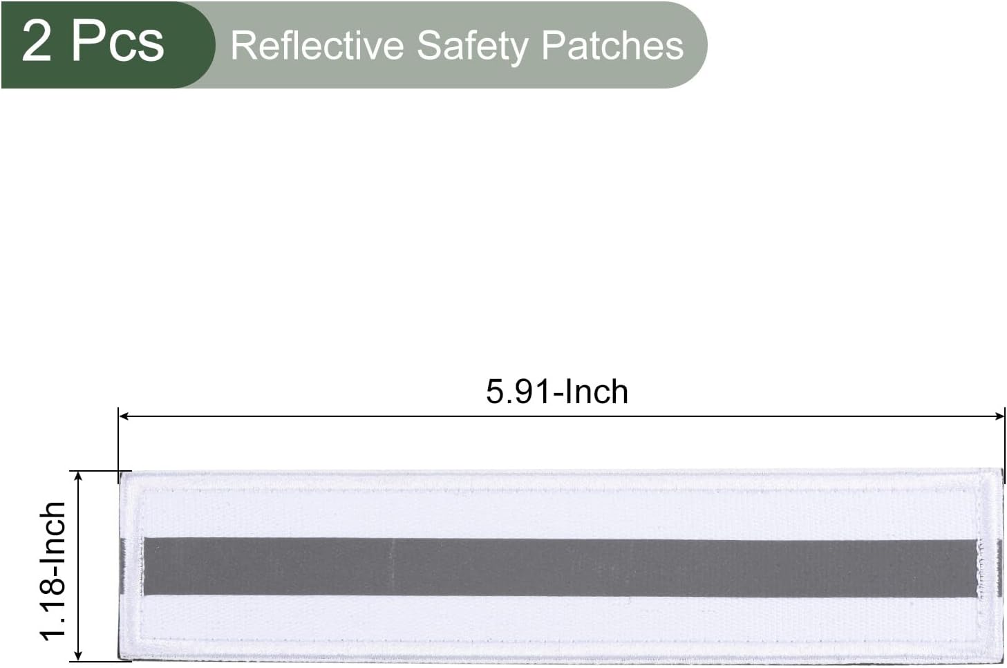 YOKIVE 2 Pcs Reflective Safety Patches, Hook and Loop Fastener Safety Mark Appliques, Great for Outdoor, Night, Daily Use (White, 1x6-Inch)