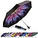 Siepasa Inverted Travel Umbrella, Anti-UV Waterproof Windproof Folding Umbrella -One button for Auto Open and Close (Glaze Flower)