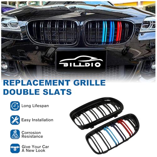 BILLDIO E90 Grille - Front Kidney Color Grill Compatible with 2009-2011 BMW 3 series E90 323i 328i 328xi 335d 335i 335xi Sedan LCI，E91 328i 328xi Touring LCI,Double Slats 2Pcs by BILLDIO - Image 2