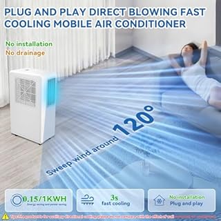 1800BTU Portable Air Conditioners, Windowless Air Conditioner for Bedroom, 38/44dB(A) Quiet Ventless Portable AC Units No Window for Rooms/Indoor/Marine/Kitchen