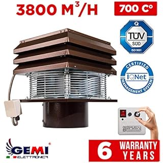 Gemi Elettronica Chimney Fan for Round Flue 25 cm - Fireplace Exhaust Draft Inducer for Professional Barbecue BBQ
