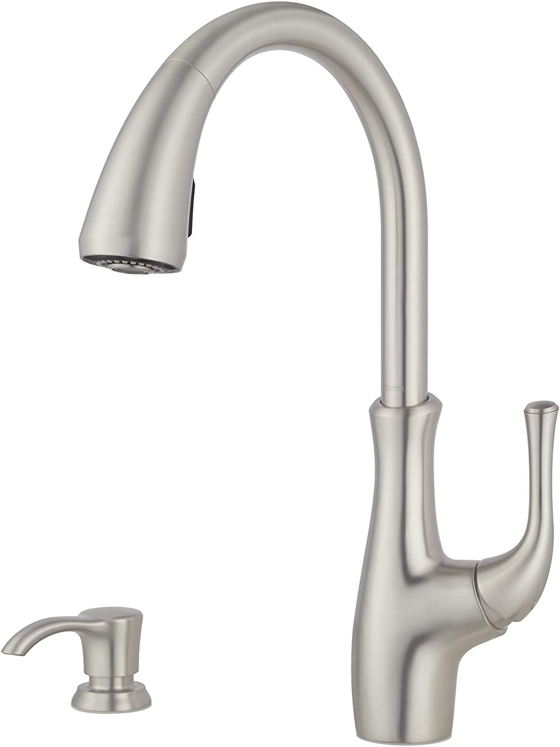 Pfister Vosa Kitchen Faucet with Pull Down Sprayer and Soap Dispenser, Single Handle, High Arc, Spot Defense Stainless Steel Finish, F5297VVGS