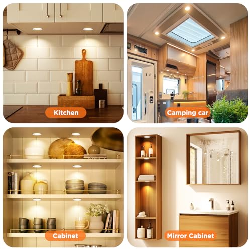 ALUSSO LED Einbaustrahler 12V,3CCT 3000K 4000K 6500K 4W 400LM Einbauleuchten 29mm Einbautiefe, IP44 Spritzwasser Geschützt Deckenspots für Badezimmer, 6er Set