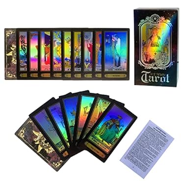 AMAZON - SUNHHX Tarot Cards Set, 78 Surface Laser Tarot Cards, Tarot Cards with English Instructions Book, Tarot Cards for Beginners (English Edition)