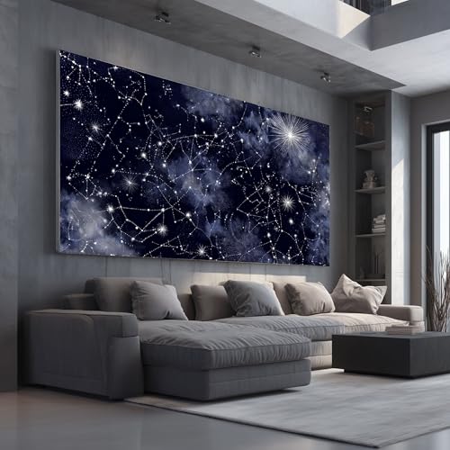 Toile moderne espace pour une chambre adulte magique et étoilée