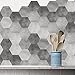 Hexagonal Floor Tile Stickers Non-Slip Gray Decal Peel and Stick for Kitchen Bedroom Bathroom Balcony, Waterproof Vinyl