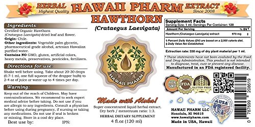 Hawaiipharm Hawthorn Liquid Extract, Organic Hawthorn (Crataegus Laevigata) Tincture Supplement 2X2 Oz #TOP1
