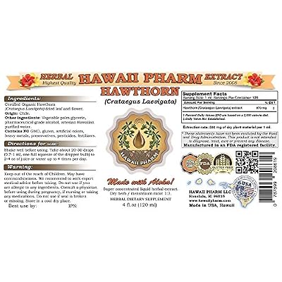 Hawaii Pharm Hawthorn Liquid Extract, Hawthorn (Crataegus Laevigata) Tincture Supplement 2x2 oz